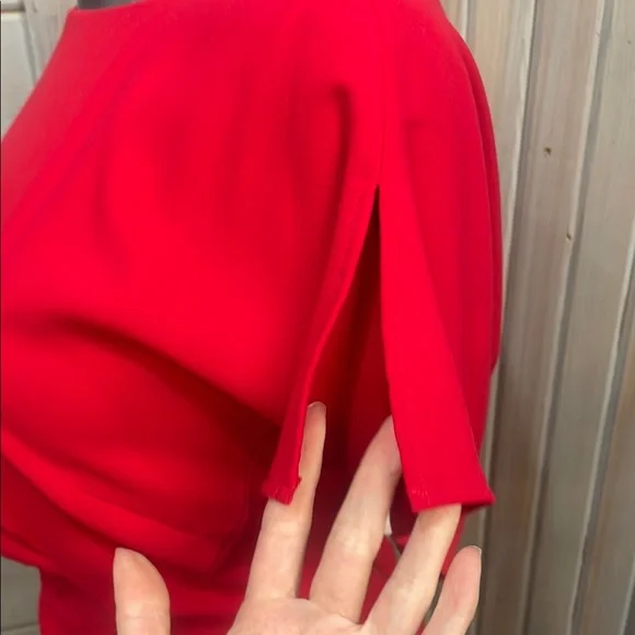 Tahari Red Ruched Sheath Dress with Dolman Sleeves - Picture 2 of 3